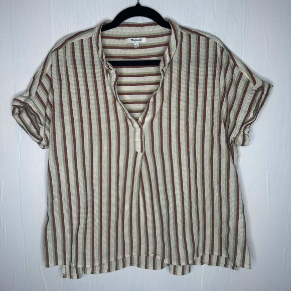 Madewell Striped Crop Top - Cream and Red - Picture 5 of 14